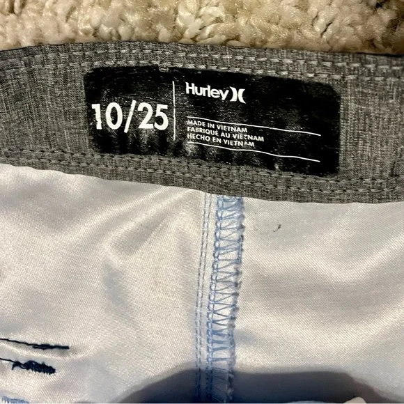 Hurley Boys Shoreline Striped Board Shorts Blue White - Size 10/25 EUC - Picture 4 of 5